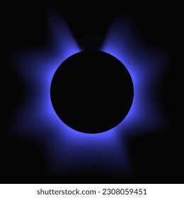 Circle illuminate frame with gradient. Blue round neon banner isolated on black background. Vector illustration