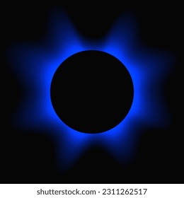 Circle illuminate frame with gradient. Blue round neon banner isolated on black background. Vector illustration