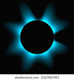 Circle illuminate frame with gradient. Blue round neon banner isolated on black background. Vector illustration