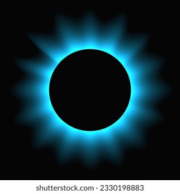 Circle illuminate frame with gradient. Blue round neon banner isolated on black background. Vector illustration