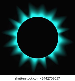 Círculo iluminar marco con degradado. Banner de neón redondo azul aislado sobre fondo negro. Ilustración de vector