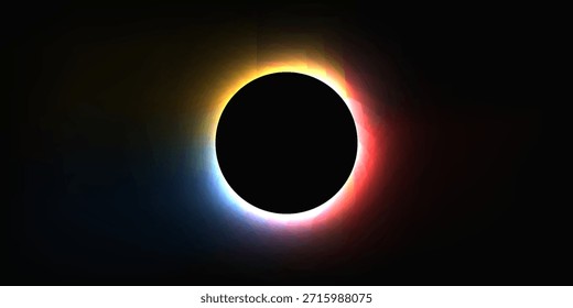 Círculo ilumina o quadro com gradiente. Banner de néon redondo azul, amarelo e verde isolado no plano de fundo preto. Ilustração vetorial

