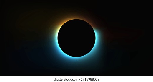 Círculo ilumina o quadro com gradiente. Banner de néon redondo azul, amarelo e verde isolado no plano de fundo preto. Ilustração vetorial

