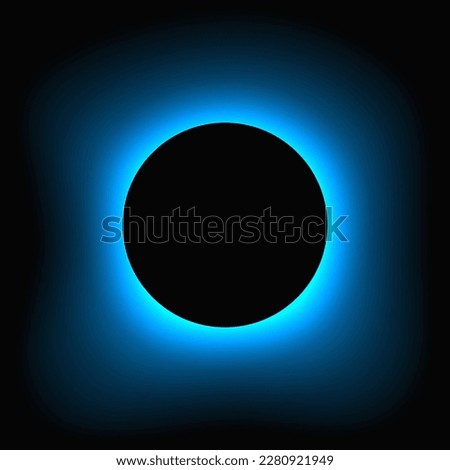 Circle illuminate frame with gradient. Blue round neon banner isolated on black background. Vector illustration