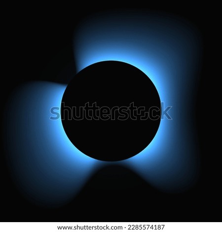 Circle illuminate frame with gradient. Blue round neon banner isolated on black background. Vector illustration