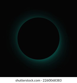 Circle illuminate frame with gradient. Green round neon banner isolated on black background. Vector illustration