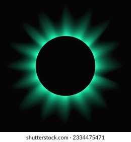 Marco iluminado en círculo con gradiente. Banner de neón verde redondo aislado sobre fondo negro. Ilustración del vector