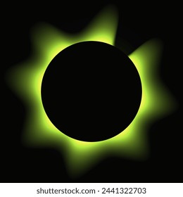 Circle illuminate frame with gradient. Green round neon banner isolated on black background. Vector illustration