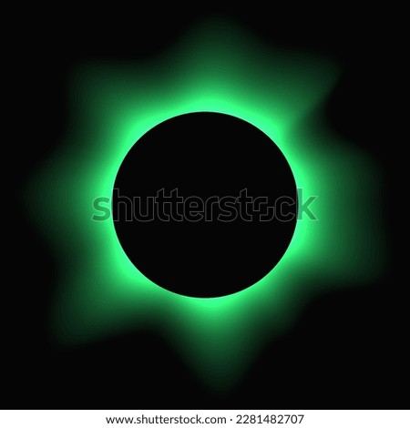 Circle illuminate frame with gradient. Green round neon banner isolated on black background. Vector illustration