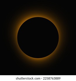 Circle illuminate frame with gradient. Orange round neon banner isolated on black background. Vector illustration