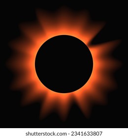 Circle illuminate frame with gradient. Orange round neon banner isolated on black background. Vector illustration