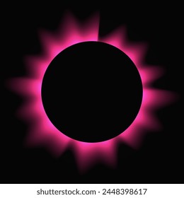 Círculo iluminar marco con degradado. Anuncio de neón redondo rosa aislado sobre fondo negro. Ilustración vectorial