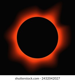 Circle illuminate frame with gradient. Red round neon banner isolated on black background. Vector illustration