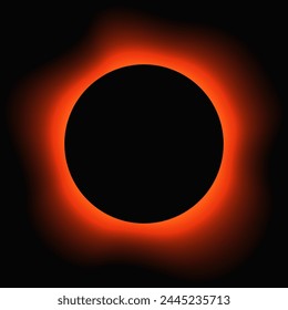 Circle illuminate frame with gradient. Red round neon banner isolated on black background. Vector illustration