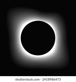 Circle illuminate frame with gradient. White round neon banner isolated on black background. Vector illustration