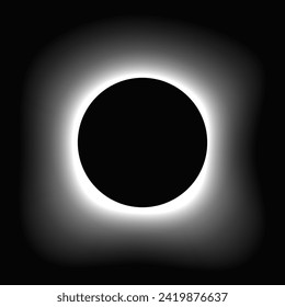 Circle illuminate frame with gradient. White round neon banner isolated on black background. Vector illustration