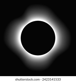Circle illuminate frame with gradient. White round neon banner isolated on black background. Vector illustration