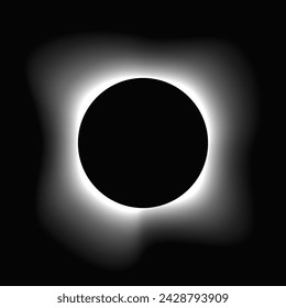 Circle illuminate frame with gradient. White round neon banner isolated on black background. Vector illustration