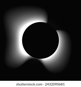 Circle illuminate frame with gradient. White round neon banner isolated on black background. Vector illustration