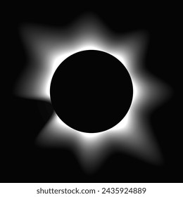 Circle illuminate frame with gradient. White round neon banner isolated on black background. Vector illustration