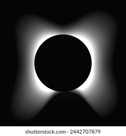 Círculo iluminar marco con degradado. Banner de neón redondo blanco aislado sobre fondo negro. Ilustración de vector