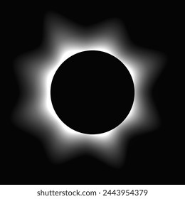 Circle illuminate frame with gradient. White round neon banner isolated on black background. Vector illustration