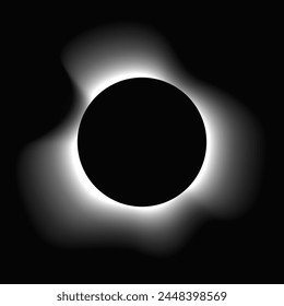 Circle illuminate frame with gradient. White round neon banner isolated on black background. Vector illustration