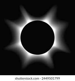 Circle illuminate frame with gradient. White round neon banner isolated on black background. Vector illustration