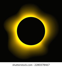 Circle illuminate frame with gradient. Yellow round neon banner isolated on black background. Vector illustration