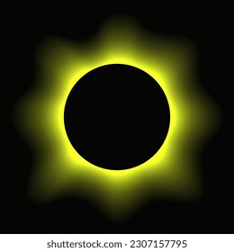 Circle illuminate frame with gradient. Yellow round neon banner isolated on black background. Vector illustration