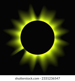 Circle illuminate frame with gradient. Yellow round neon banner isolated on black background. Vector illustration