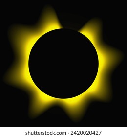 Circle illuminate frame with gradient. Yellow round neon banner isolated on black background. Vector illustration
