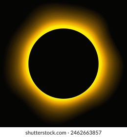 Circle illuminate frame with gradient. Yellow round neon banner isolated on black background. Vector illustration
