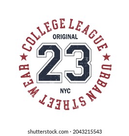 circle illustration for t-shirt 23 number College league