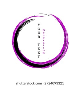 Un círculo imitando pinceladas sobre un fondo blanco. Zen. Pinceladas multicolores. Plantilla de diseño para Anuncios, carteles publicitarios, folletos, portadas y revistas.