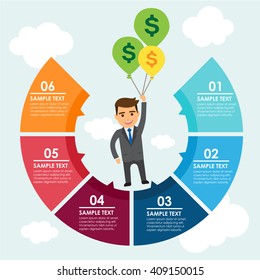 Circle Info Graphic. Concept Vector Illustration About Businessman Earning Money And Have Success.