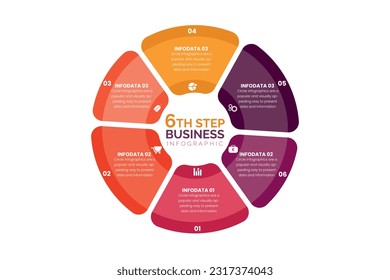 Plantilla De Gráficos De Información De Círculo Para Diagrama De Ciclo, Opciones, Gráfico, Diseño Web, Presentación Y Gráfico De Vuelo Para Concepto De Negocio Con 6 Pasos O Infografías De Opción.