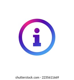Icono de información de círculo con efecto morado degradado.