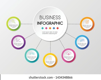 Circle infograph with 7 steps. Vector