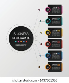 Circle infograph design with 6 steps. Vector