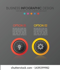 Circle infographic with 2 elements. Vector
