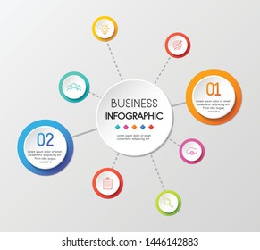 Circle infographic with 2 elements. Vector