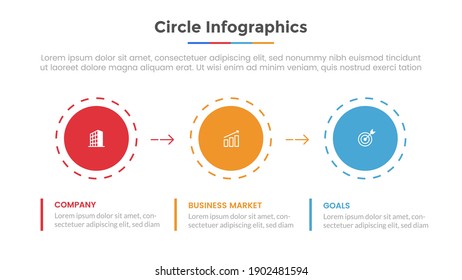 circle infographic with 3 list point and modern flat style template slide for presentation