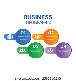 Circle infographic 4 step success chart list template with icons modern business design