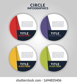 Circle infographic with 4 steps, processes, options, concept. Template for diagram, business, presentations, web design. Conceptual vector illustration of colorful circular banners with place for text