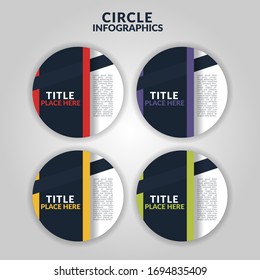 Circle infographic with 4 steps, processes, options, concept. Template for diagram, business, presentations, web design. Conceptual vector illustration of colorful circular banners with place for text