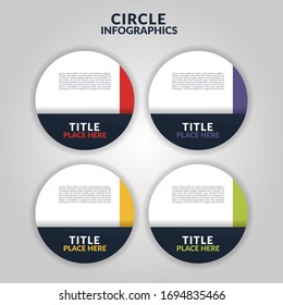 Circle infographic with 4 steps, processes, options, concept. Template for diagram, business, presentations, web design. Conceptual vector illustration of colorful circular banners with place for text