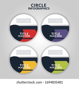 Circle infographic with 4 steps, processes, options, concept. Template for diagram, business, presentations, web design. Conceptual vector illustration of colorful circular banners with place for text