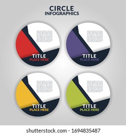 Circle infographic with 4 steps, processes, options, concept. Template for diagram, business, presentations, web design. Conceptual vector illustration of colorful circular banners with place for text