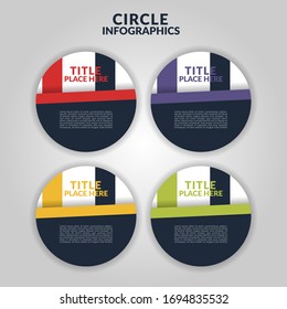 Circle infographic with 4 steps, processes, options, concept. Template for diagram, business, presentations, web design. Conceptual vector illustration of colorful circular banners with place for text